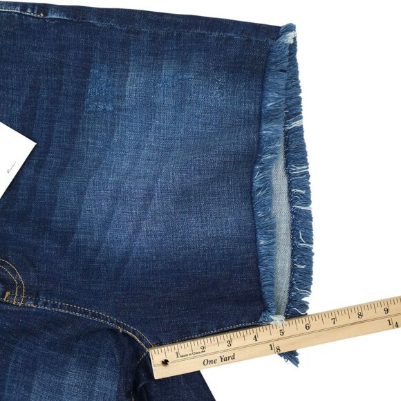 KanCan Denim Shorts Womens Size 3XL High Rise Dark Wash Stretch Frayed Hem NEW - Picture 5 of 16